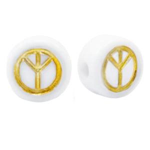 100 x Letterkralen van acryl peace White-gold, Ophalen of Verzenden, Nieuw, Kraal