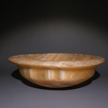 Oud-Egyptisch Albast Vasbekertje. Ø 14,5 cm.<br>Middenrijk,, Verzamelen, Mineralen en Fossielen