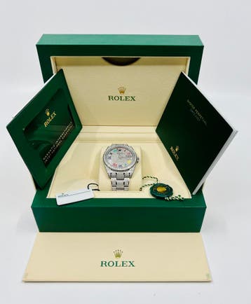 Rolex Datejust 41 - Nieuw color 126300 - Iced Out - Diamonds, Staal, Polshorloge, Nieuw, Rolex