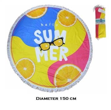 Strandlaken Rond polyester - diameter 150cm - SUMMER, Verzenden, Nieuw