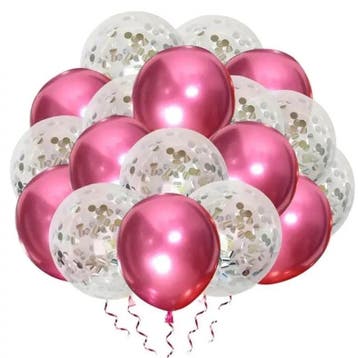 VSE luxe confetti ballonnen 20 stuks metallic roze zilver, Ophalen of Verzenden, Nieuw