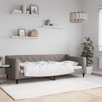vidaXL Slaapbank 90x200 cm stof taupe, 90 cm, Eenpersoons, Verzenden, Nieuw
