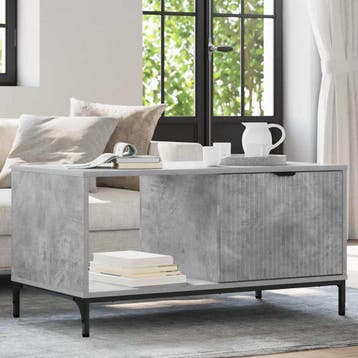 vidaXL Salontafel Beton Grijs 90 x 49 x 46 cm Bewerkt hout, Verzenden, Nieuw, Overige houtsoorten, Minder dan 50 cm