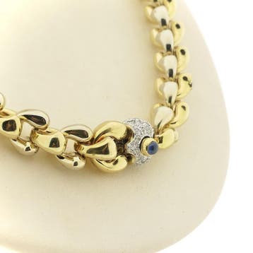 Cadaro bicolor gouden ketting met saffier en diamanten; 0..., Gebruikt, Ophalen of Verzenden, Met edelsteen, Goud