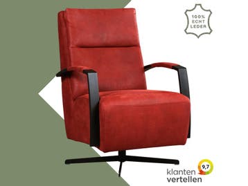 Leren draaifauteuil Award - Kenia Burgundy (rood) -, Nieuw, Ophalen of Verzenden, 50 tot 75 cm, Industrieel, Modern