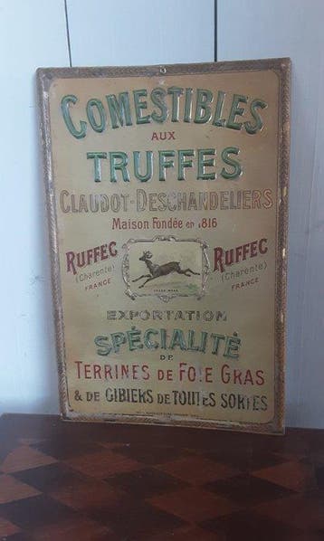 French lithographic tin advertising sign from the