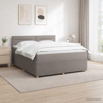 vidaXL Boxspringbed met matras met hoofdeinde Taupe 160 x, Verzenden, Nieuw, Tweepersoons