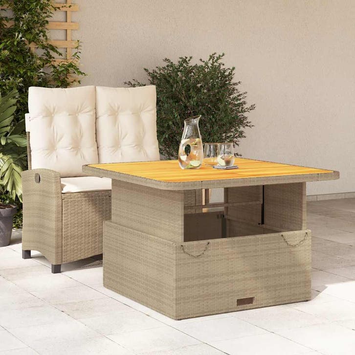 vidaXL 2-delige Tuinset met kussens poly rattan beige, Tuin en Terras, Tuinsets en Loungesets, Tuinset, Nieuw, Verzenden