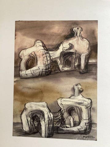 Henry Moore (1831-1895) - Two Reclining Figures: Ideas for