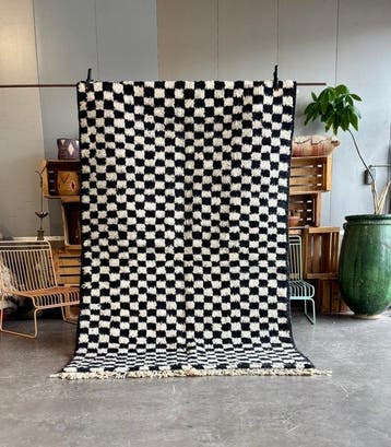 Zwart-wit Marokkaans Berber tapijt - Vloerkleed - 270 cm -, Huis en Inrichting, Stoffering | Tapijten en Kleden, Nieuw
