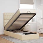 vidaXL Bed poef met matras en LEDs 90x200 cm stof, 90 cm, Eenpersoons, Verzenden, Nieuw