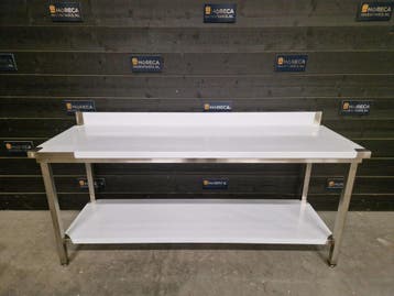 Werktafel | Maxima | bodemschap | spatrand | RVS | 200 cm |, Nieuw in verpakking, RVS Meubilair