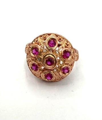 Zonder minimumprijs - Ring - 9 kt. Roségoud, Zilver Diamant, Nieuw