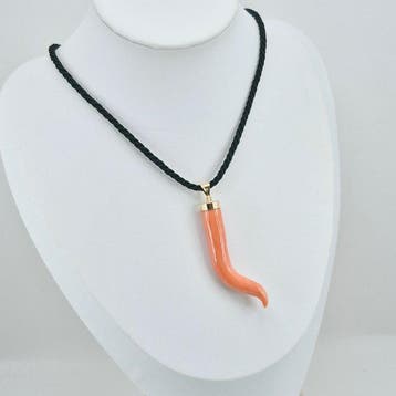 Koraal - 18 karaat - Geel goud - Hanger - CORNO CORALLO, Antiek en Kunst