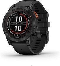 Garmin Fenix 7 Pro 47mm leigrijs met een zwart siliconen, Verzenden, Zo goed als nieuw