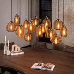 *WOONWINKEL* Grote Eettafel Hanglamp Amber Glas, Verzenden, Nieuw