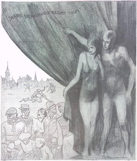 Spotprent met kritiek op de Katholieke Pers (lijst optie), Antiek en Kunst, Kunst | Litho's en Zeefdrukken, Verzenden