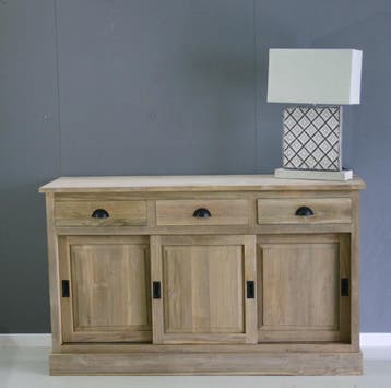 Teak dressoir schuifdeuren gerecycled teakhout -  240 cm, Ophalen of Verzenden, Nieuw