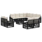 vidaXL Tuinbankenset 12 pcs Zwart poly rattan, Verzenden, Nieuw, 2 zitplaatsen