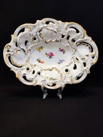 Meissen - Schotel - 32x24,5 cm Prunkschale Streublümchen mit