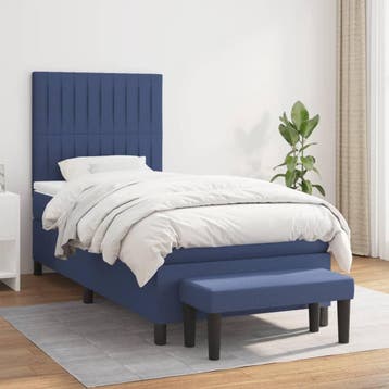 vidaXL Boxspring met matras stof blauw 90x190 cm, 90 cm, Eenpersoons, Nieuw, 190 cm of minder
