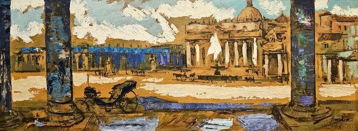 Italian School (XX) - NO RESERVE - Classic Roman View, Antiek en Kunst, Kunst | Schilderijen | Klassiek
