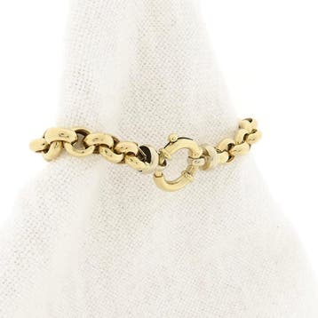 Gouden jasseron schakelarmband | 21 cm, Ophalen of Verzenden, Gebruikt, Goud, Goud