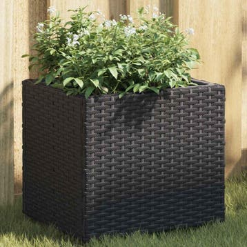 vidaXL Plantenbakken 2 st 36x30x32 cm poly rattan zwart, Tuin en Terras, Verzenden, Nieuw, Minder dan 60 cm, 30 tot 60 cm