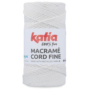 Katia Macramé Cord Fine - 200 Wit - Gerecycled Katoenmix G, Ophalen of Verzenden, Nieuw