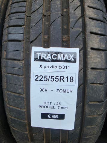 225/55r18 98V Tracmax Demo zgn Dot 25 7mm, Ophalen, 18 inch, Nieuw, Band(en)