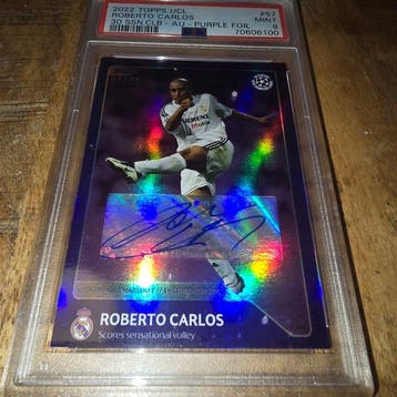 2022 Topps Chrome UCL Roberto Carlos 57 Gesigneerde kaart,, Nieuw
