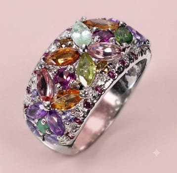 Zonder minimumprijs - Ring Zilver - 3.58ct. tw. Toermalijn -, Nieuw