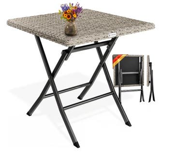 Polyrotan Klaptafel Rome Creme – Inklapbare Tuintafel voo., Verzenden, Nieuw