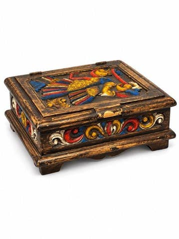 Doos - Hout - Decoratieve houten doos, Antiek en Kunst