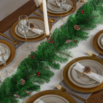 Kerstslinger natuurgetrouw met dennenappels 2,7 m, Diversen, Verzenden, Nieuw