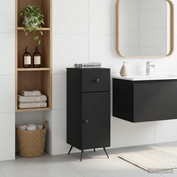 vidaXL Badkamer Opbergkast BREDA Zwart 30 x 31 x 80 cm, Verzenden, Nieuw