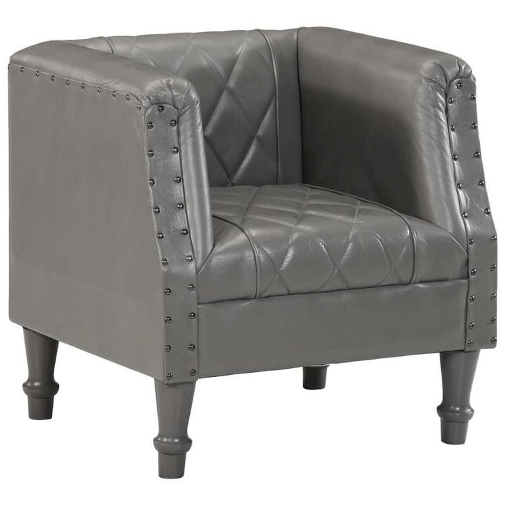 vidaXL Kuipstoel echt geitenleer grijs, Huis en Inrichting, Fauteuils, Nieuw, Verzenden