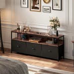 Dressoir Zwart en Vintage Bruin - Kast met stoffen lades, Huis en Inrichting, Kasten | Dressoirs, Verzenden, Nieuw