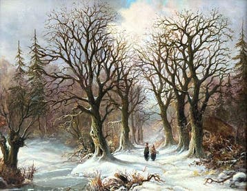 Willem Bodemann (1806-1880) - Winters bosgezicht met