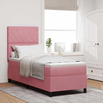 vidaXL Boxspringbed met matras met hoofdeinde Roze 80 x 200, Verzenden, Nieuw, Stof