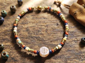 Sasanian Verguld Kralenarmband - Itaglio transluzente agaat
