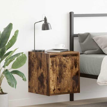 vidaXL Nachtkastjes 2 st wandgemonteerd 38x34x40 cm gerookt, Verzenden, Nieuw, Hout