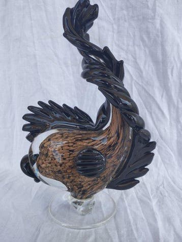 sculptuur, Pesce Avventurina Marina - 27 cm - Muranoglas, Antiek en Kunst