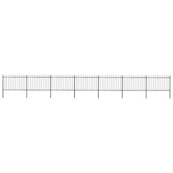 vidaXL Tuinhek met speerpunt staal 1172x120 cm zwart, Verzenden, Nieuw, IJzer, 1 tot 2 meter