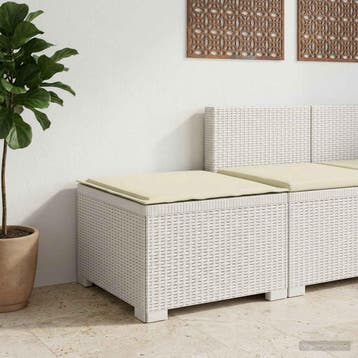 vidaXL Eénpersoons Tuinbank met Kussen Rattan Look PP Wit, Verzenden, Nieuw