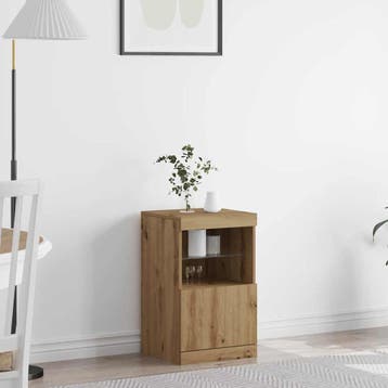 vidaXL LED Sideboard Artisan Eiken 41 x 37 x 67 cm Bewerkt, Minder dan 50 cm, Verzenden, Nieuw, Minder dan 100 cm