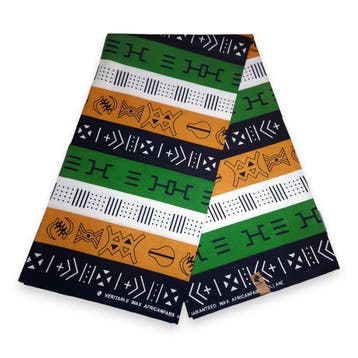 Afrikaanse Groene Bogolan Symbols / Mud cloth print stof - T, Hobby en Vrije tijd, Stoffen en Lappen, Ophalen of Verzenden, Nieuw