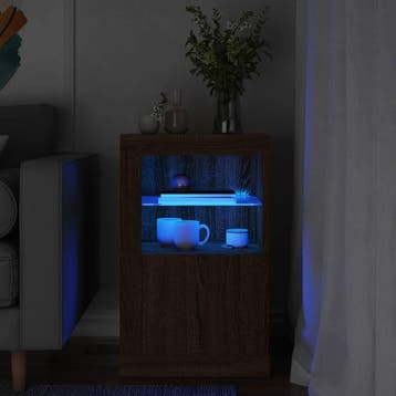 vidaXL Bijzetkast met LED-verlichting bewerkt hout bruin, Huis en Inrichting, Kasten | Overige, Verzenden, Nieuw