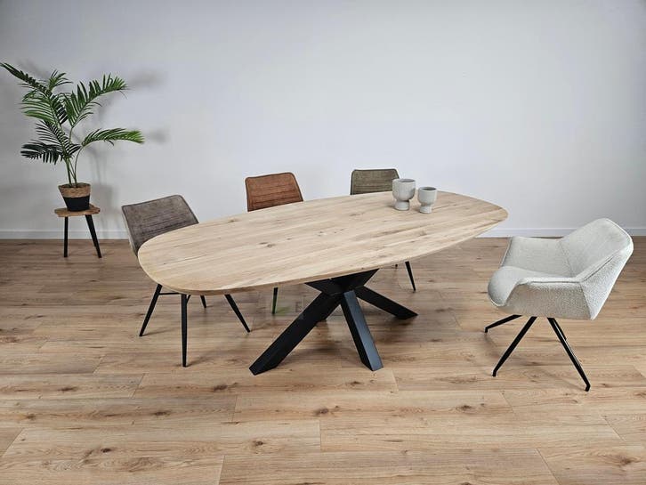 Massief eiken DEENS OVAAL tafel eetkamertafel, Huis en Inrichting, Tafels | Eettafels, 100 tot 150 cm, 200 cm of meer, Overige vormen