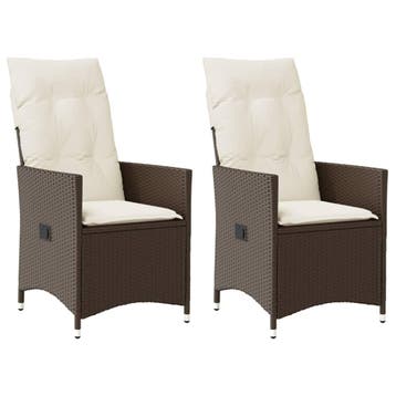 vidaXL Tuinstoelen 2 st verstelbaar met kussens poly rattan, Tuin en Terras, Tuinstoelen, Verzenden, Nieuw